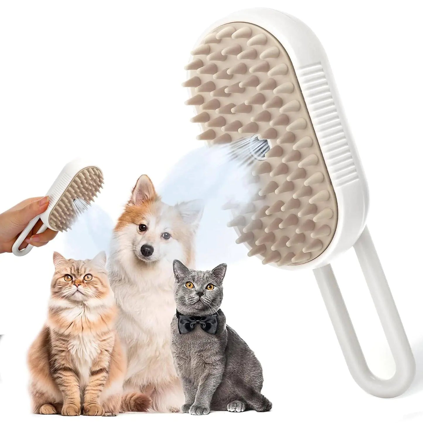 OEOEKHDJ Spray Cat Brush for Shedding Pet Grooming Brush - Quick Clean Up for Long and Short Hair Dogs and Cats To Remove Tangled and Loose Hair (White)