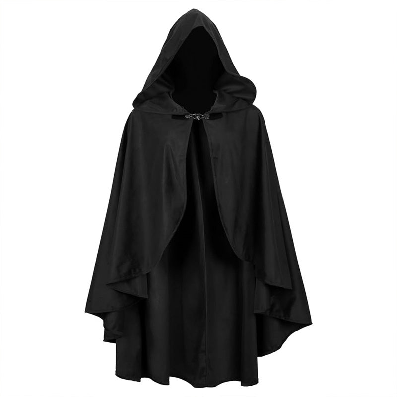 Women's Solid Color Vintage Style Hooded Cloak Cape With Buttons - Medieval Renaissance Costume Cape