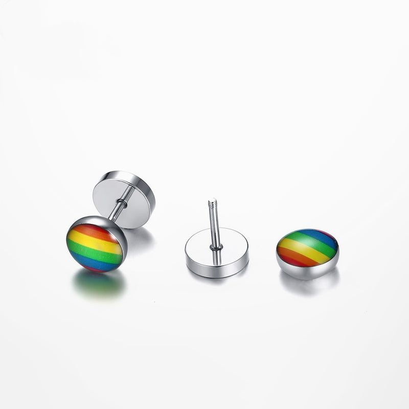 Round dumbbell rainbow Earrings