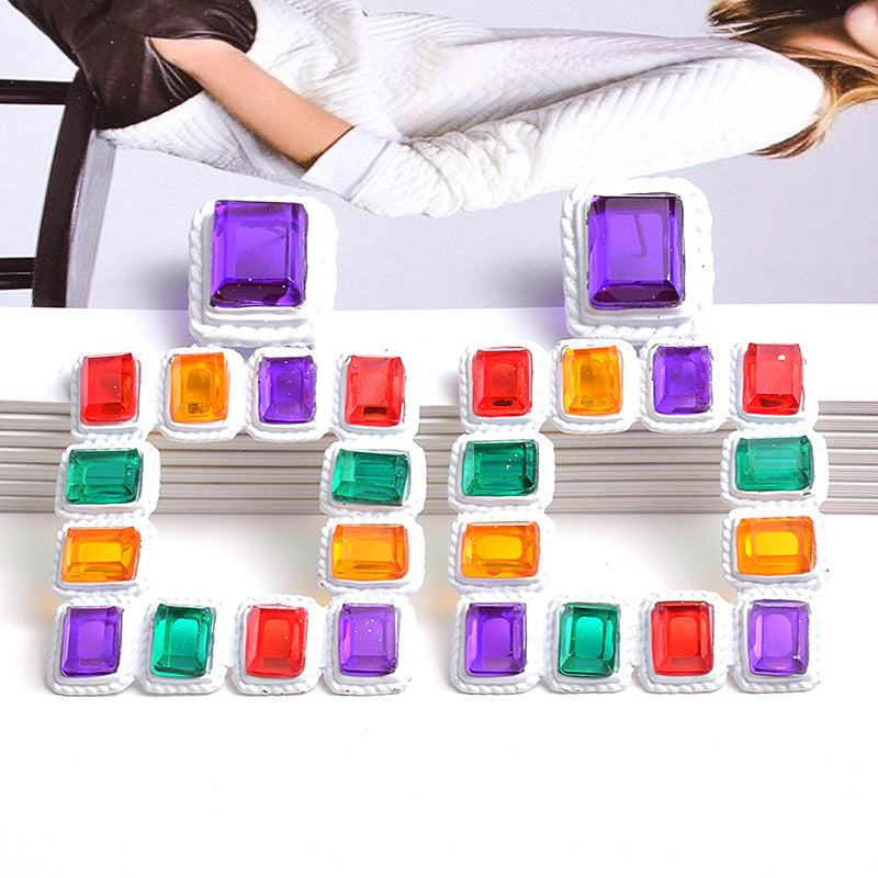 Atmospheric color geometric earrings