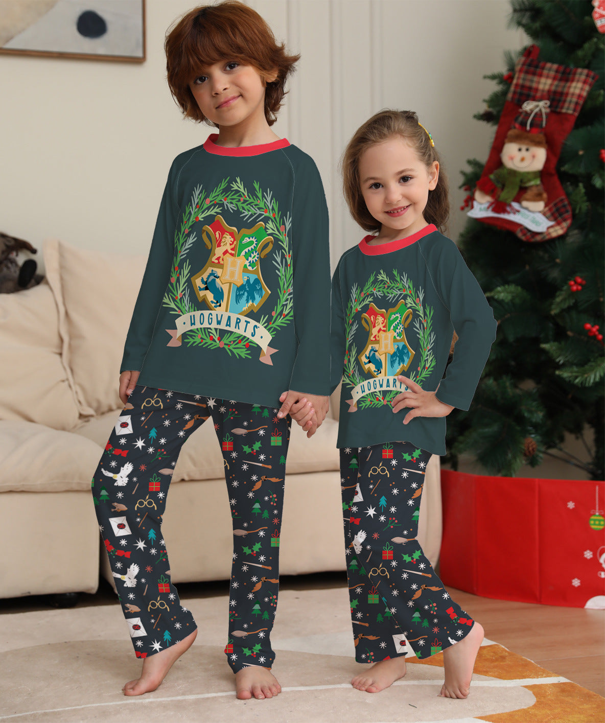 Matching Family Graphic Print Crew Neck Homewear Pj's