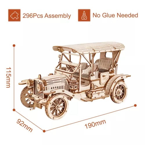 ROKR 3D Wooden Puzzle Vintage Car – DIY Model Building Kit for Teens & Adults