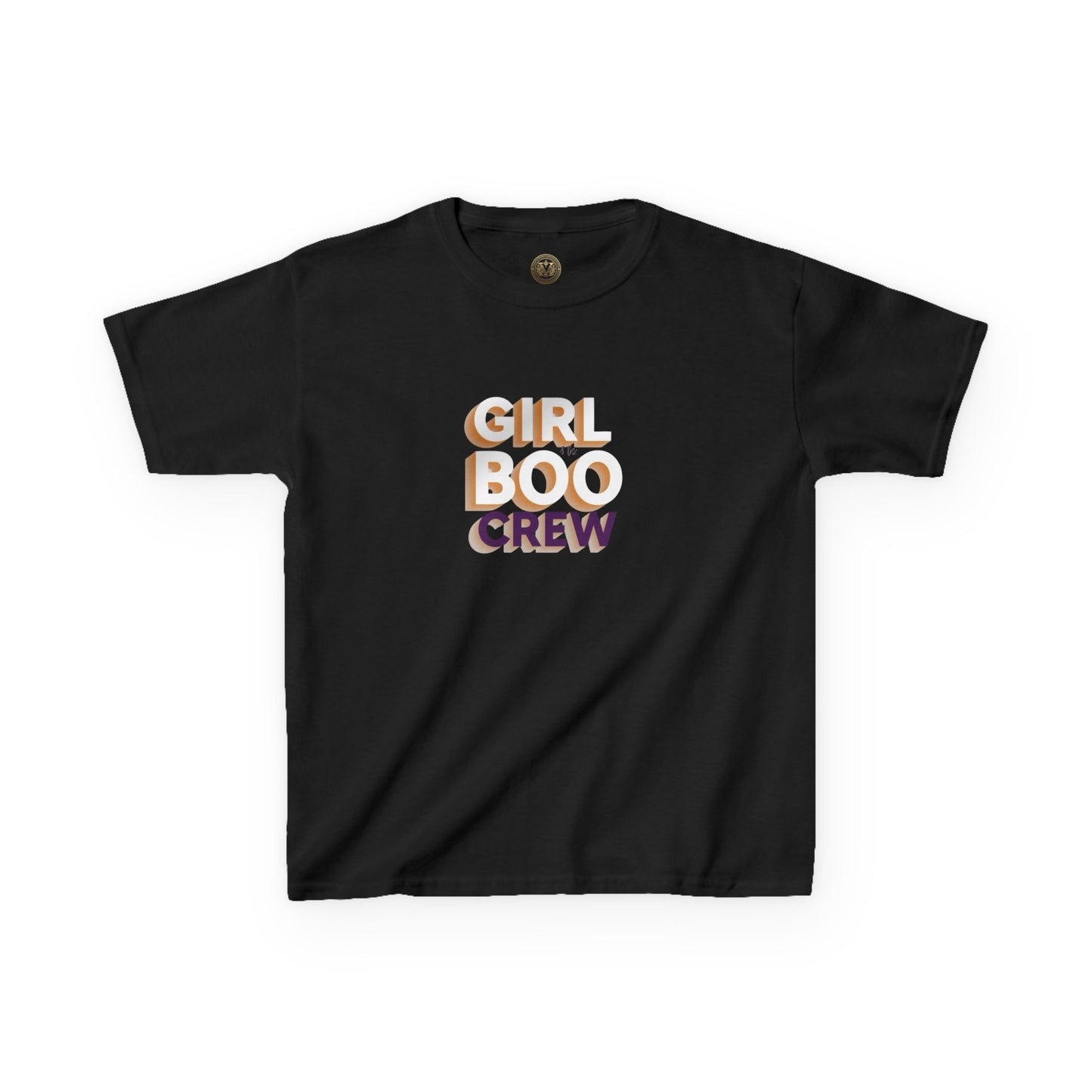 Girls Halloween Boo Crew Tee, Fun T-Shirt, Youth Spooky Shirt.
