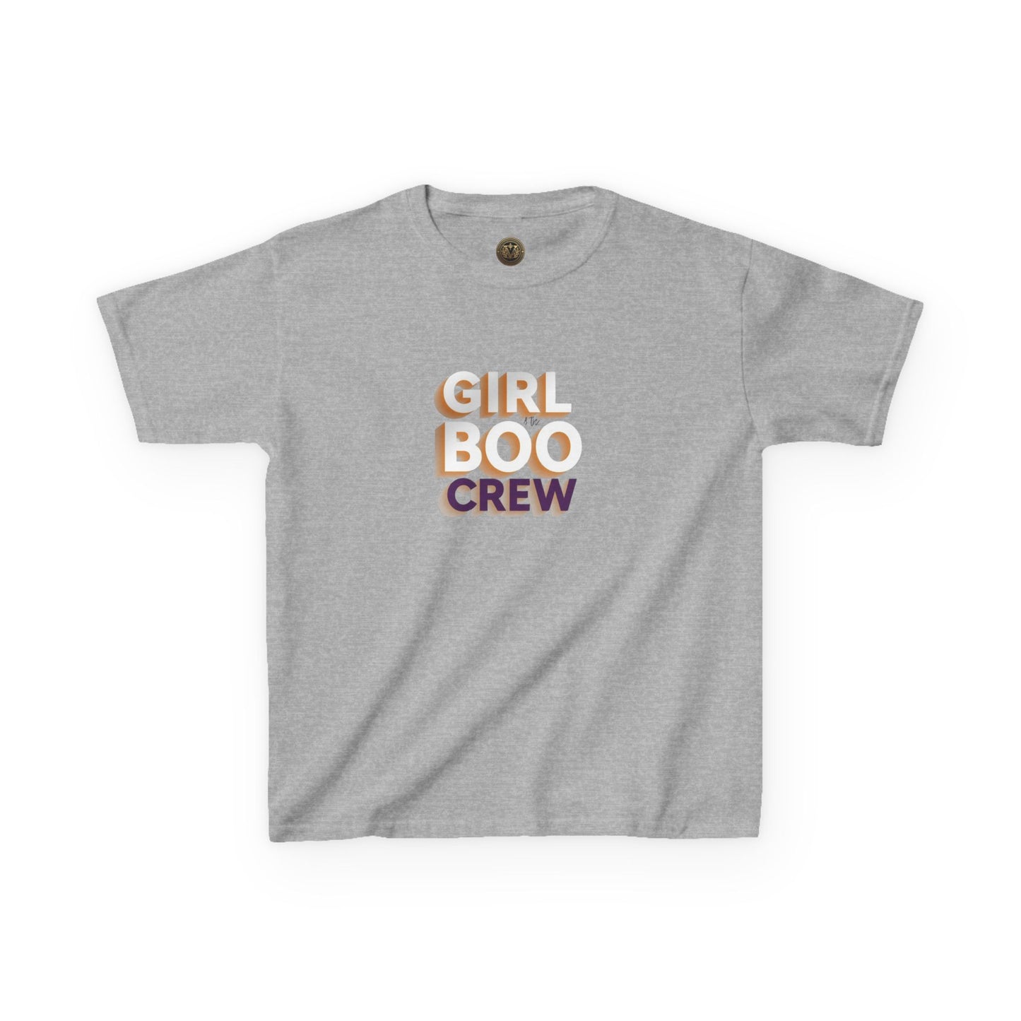 Girls Halloween Boo Crew Tee, Fun T-Shirt, Youth Spooky Shirt.