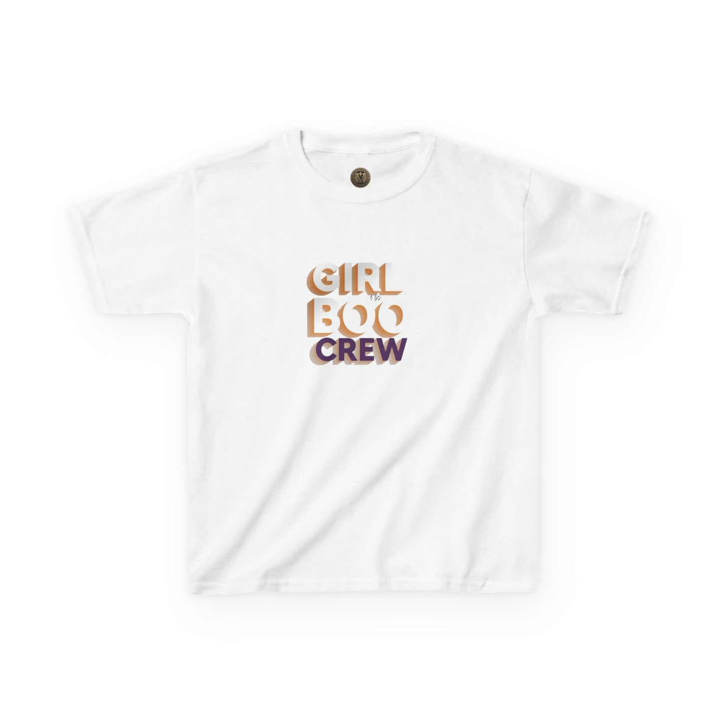 Girls Halloween Boo Crew Tee, Fun T-Shirt, Youth Spooky Shirt.