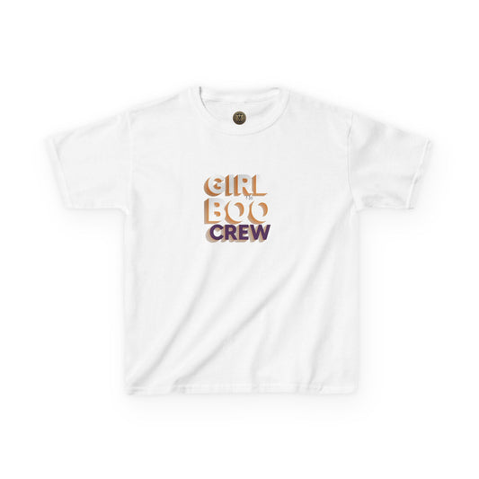 Girls Halloween Boo Crew Tee, Fun T-Shirt, Youth Spooky Shirt.