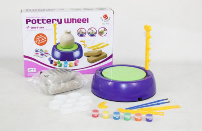 Beginner’s Pottery Wheel Kit for Kids, DIY Clay Pots Craft Set with Paints & Tools