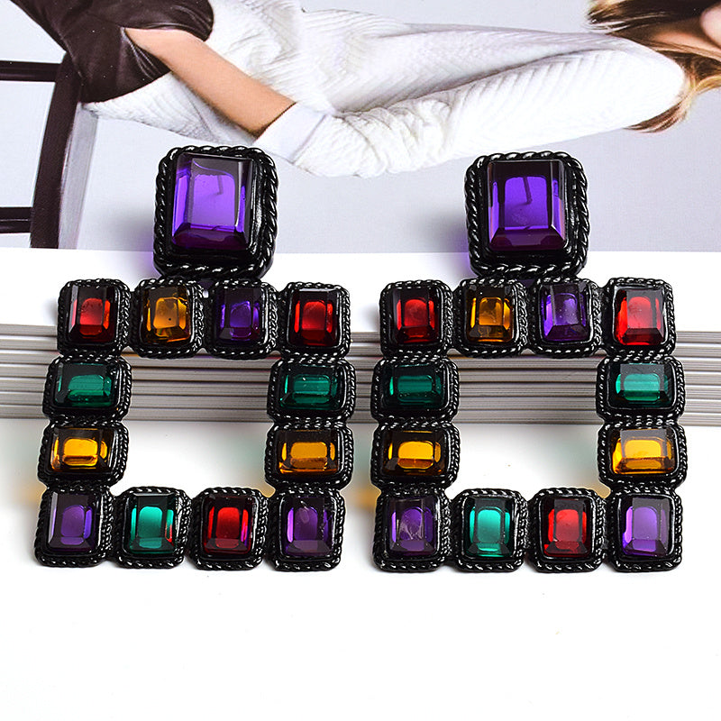 Atmospheric color geometric earrings