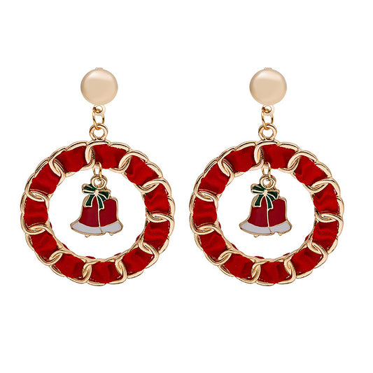 Metal Drip Ring Bells Christmas Tree Earrings Cross-border Christmas Earrings