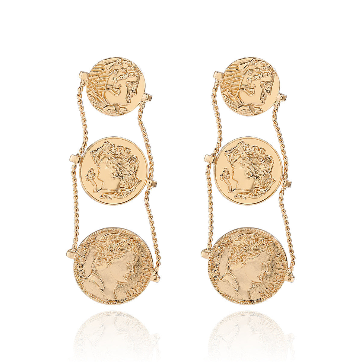 Jewelry Cross Retro Heart Earrings Female Geometric Metal Sector Exaggerated Earrings