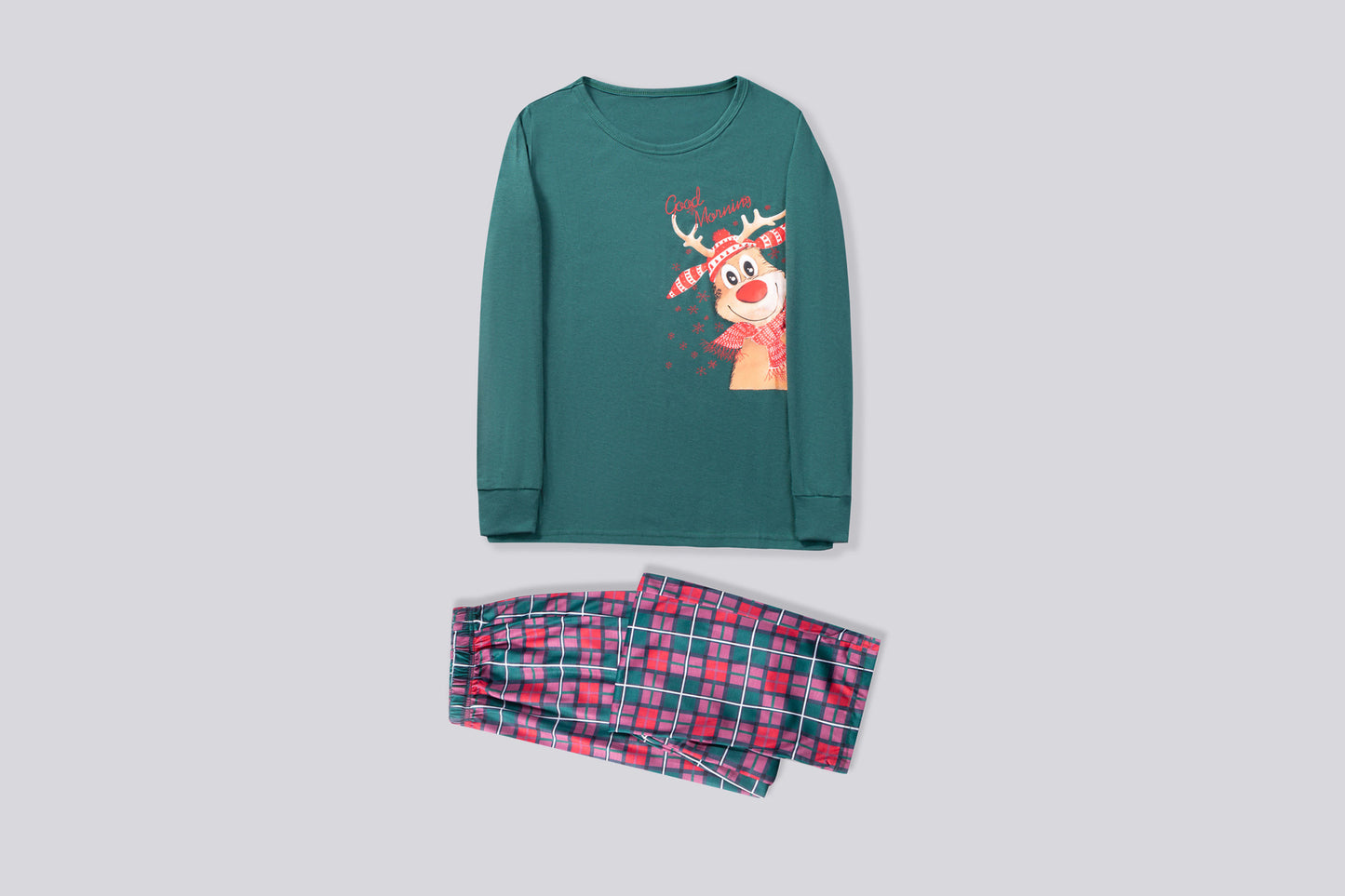 Family Matching Christmas Pajamas, Festive Printed Long-Sleeve