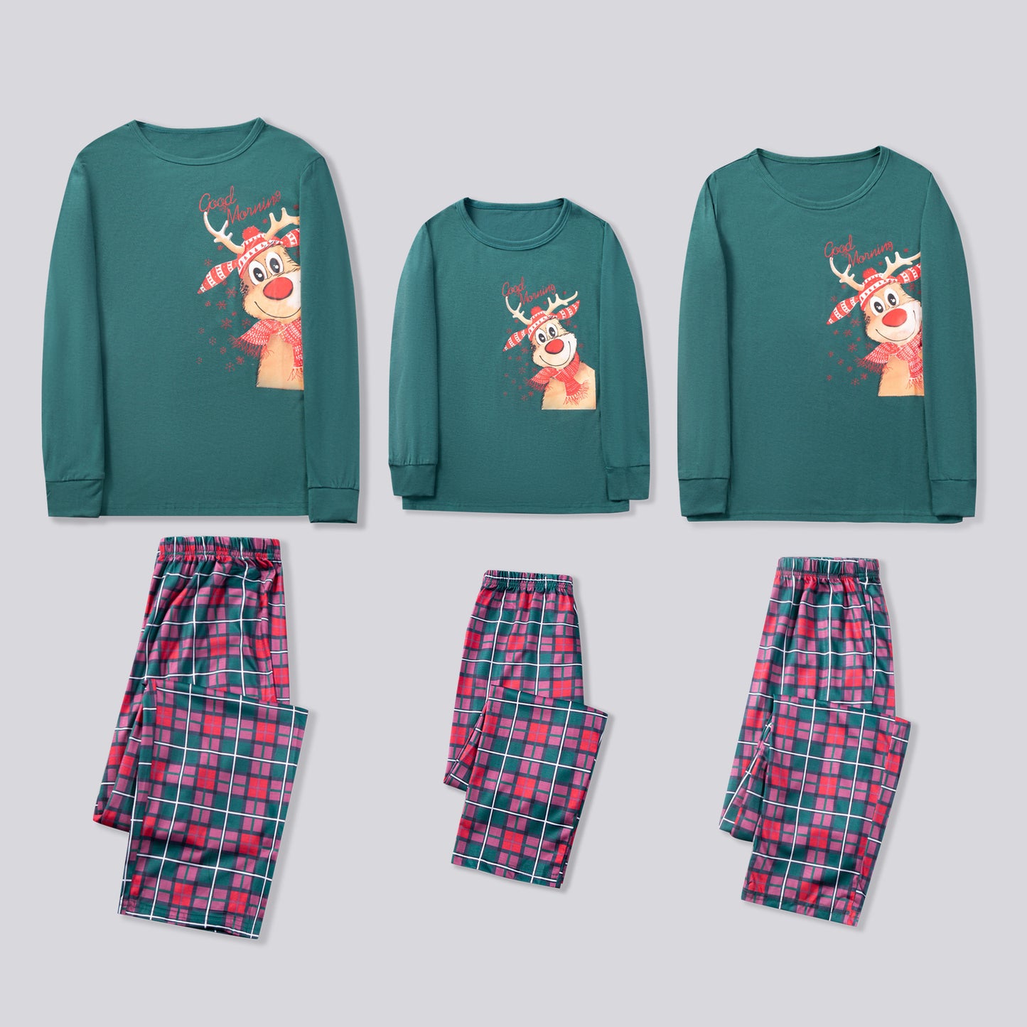 Family Matching Christmas Pajamas, Festive Printed Long-Sleeve