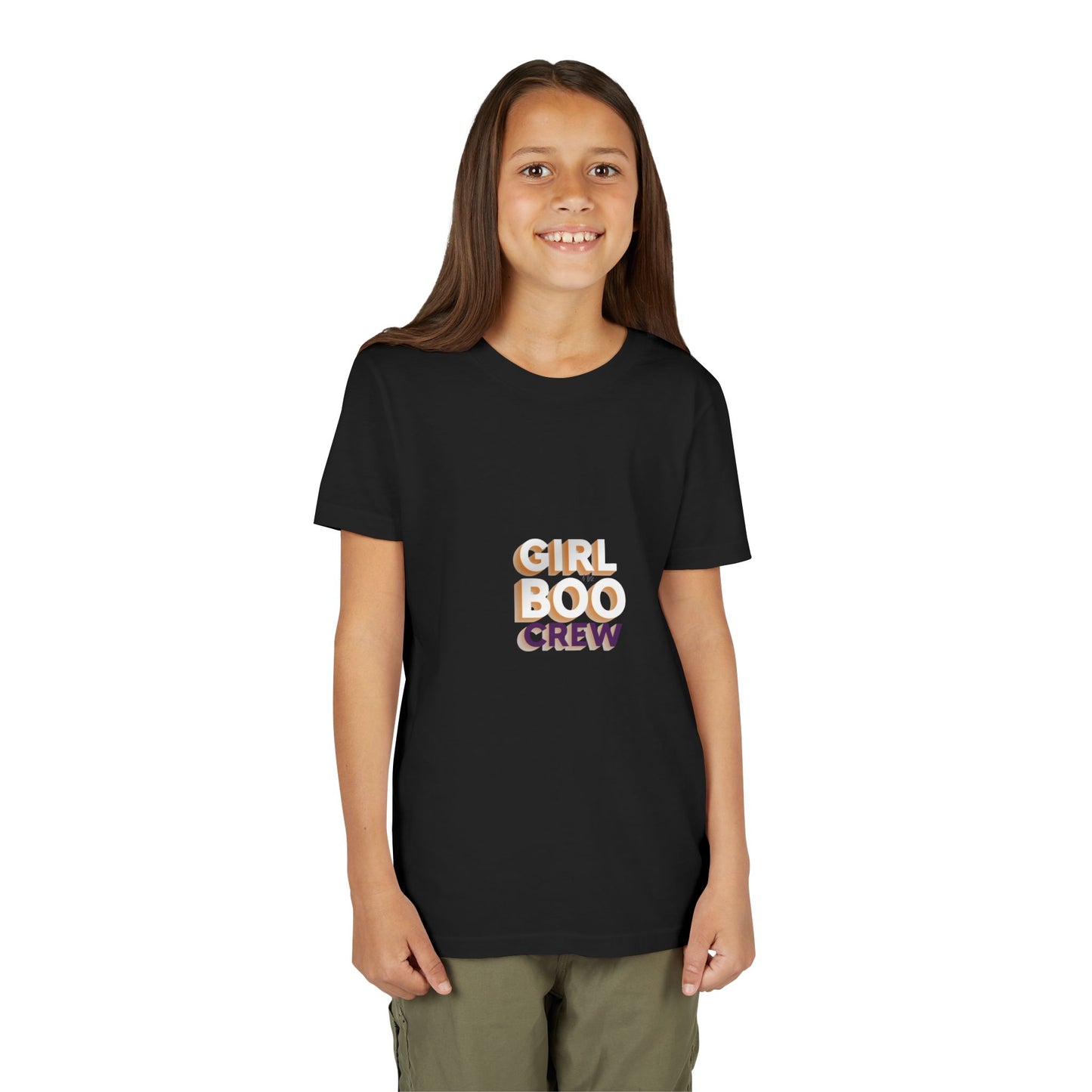 Girls Halloween Boo Crew Short Sleeve Tee Shirt, Costume.