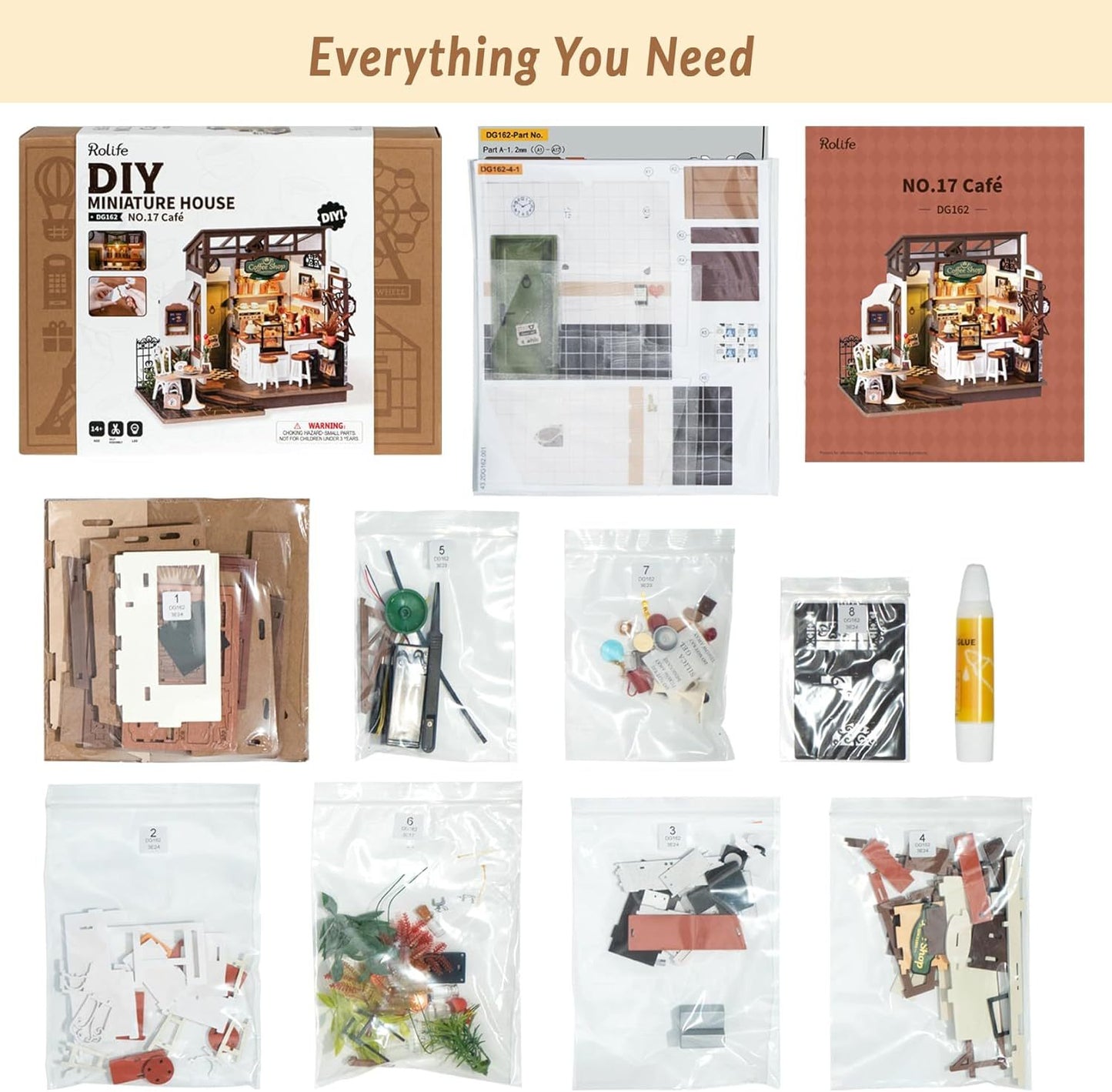 ROBOTIME Rolife No.17 Café Miniature House Kit – 3D Wooden DIY Building Set for Gifts