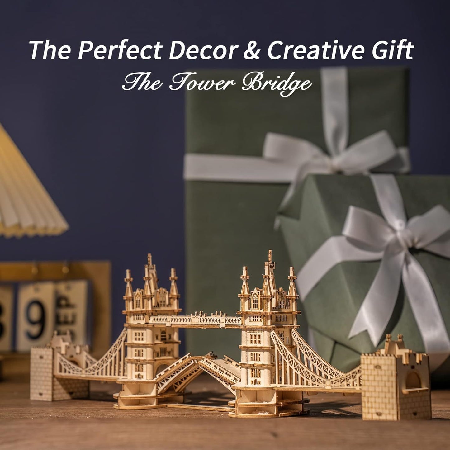 ROBOTIME 3D Wooden Puzzle – London Tower Bridge Model Kit for Adults & Holiday Gifts