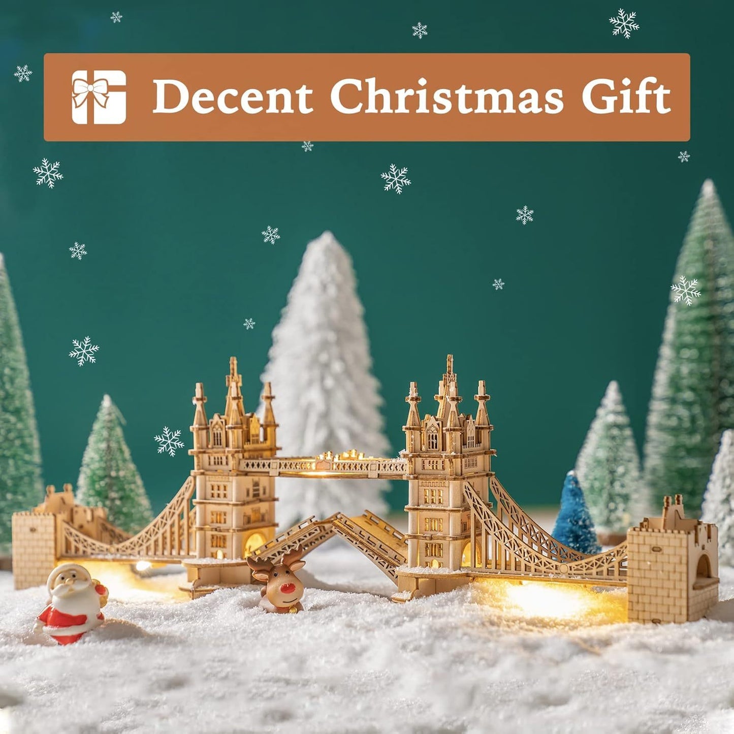 ROBOTIME 3D Wooden Puzzle – London Tower Bridge Model Kit for Adults & Holiday Gifts