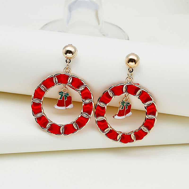 Metal Drip Ring Bells Christmas Tree Earrings Cross-border Christmas Earrings