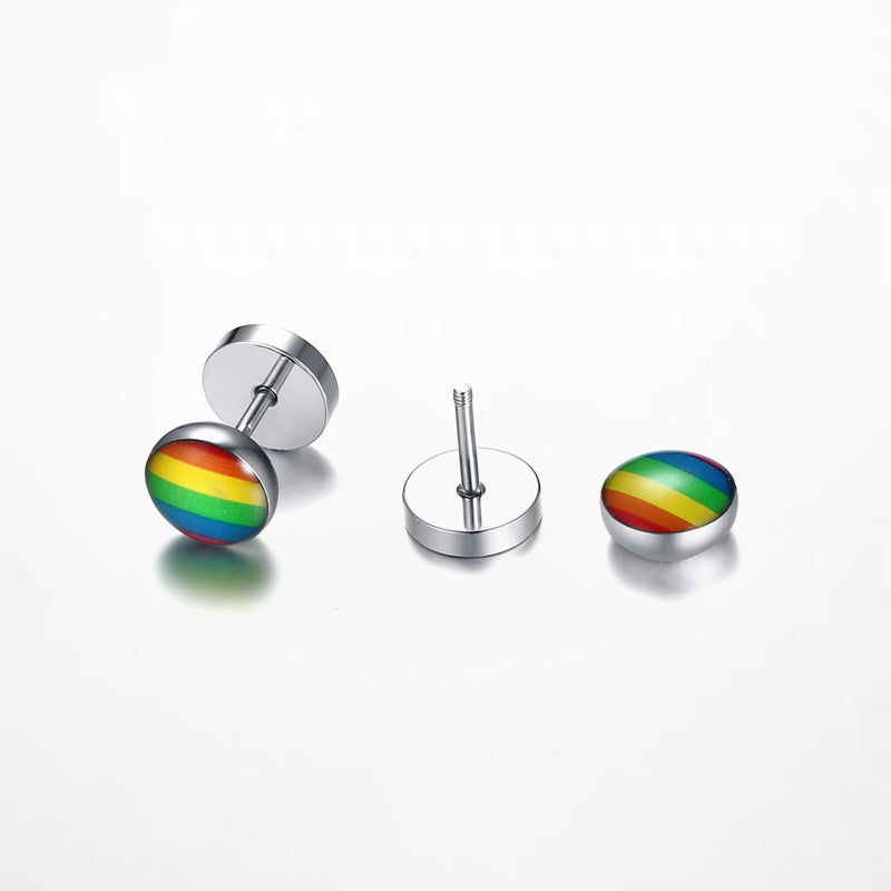 Round dumbbell rainbow Earrings