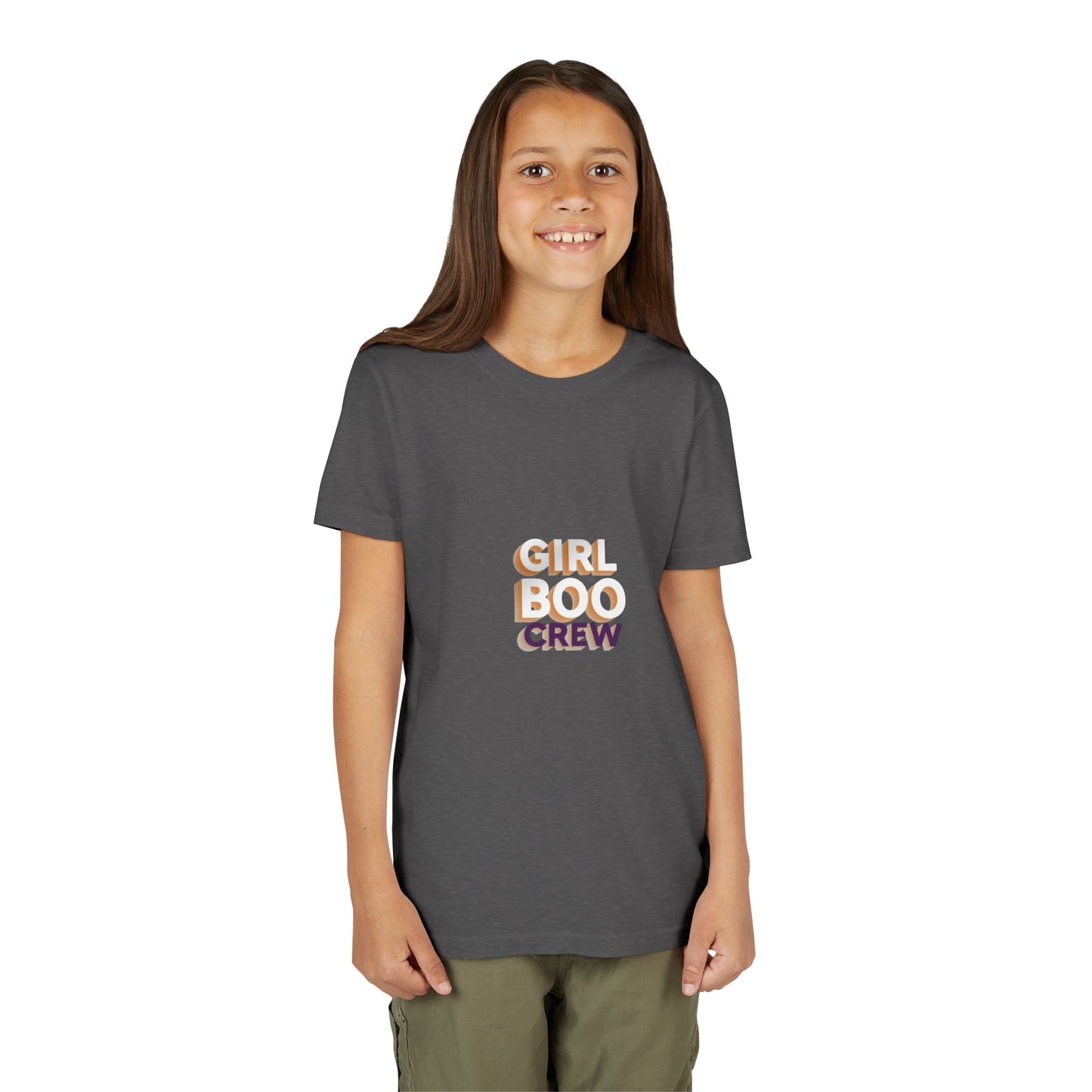Girls Halloween Boo Crew Short Sleeve Tee Shirt, Costume.