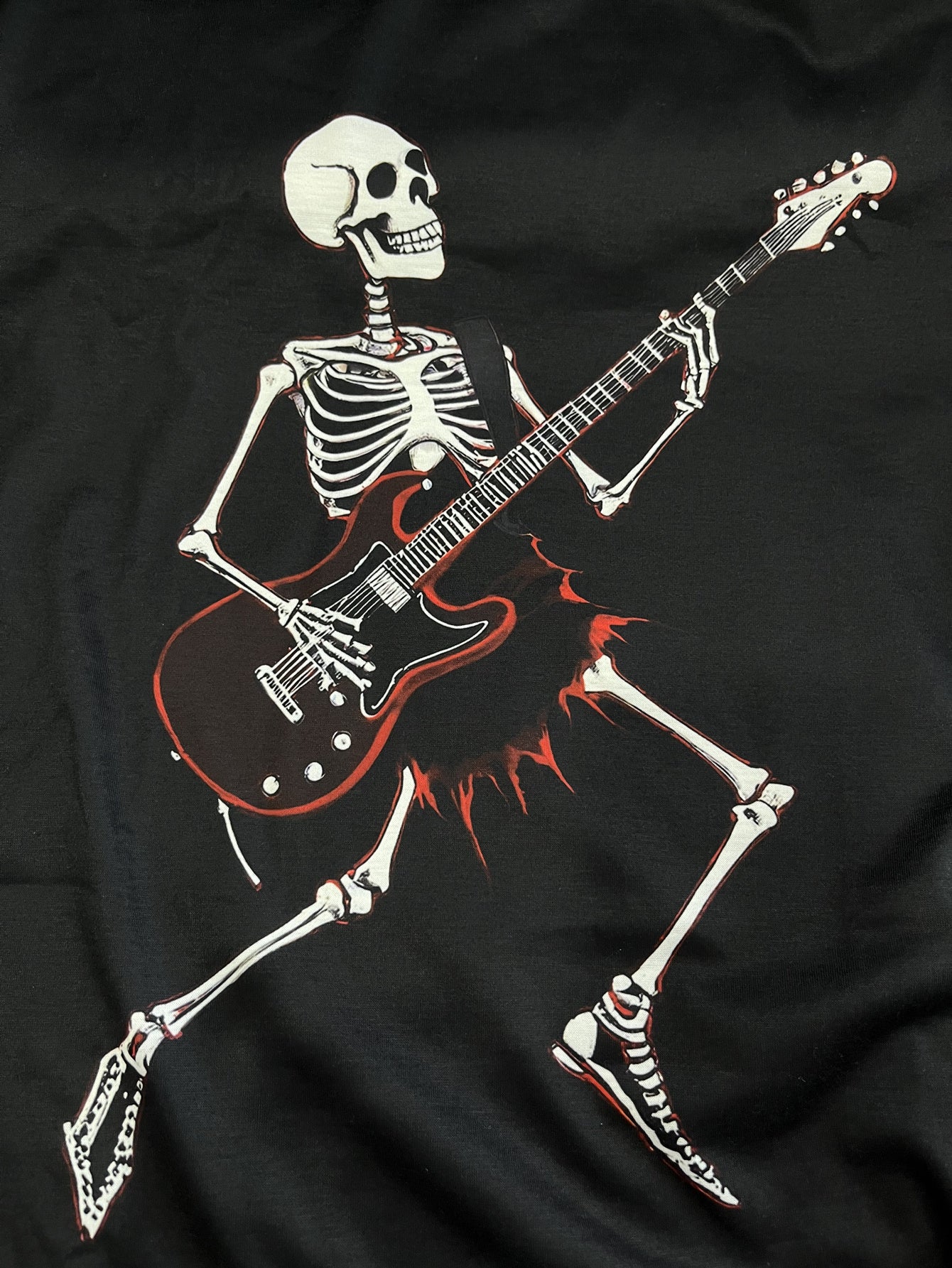 Men’s Skull Guitar Patterned T-Shirt – Summer Casual Streetwear & Halloween Party Tee