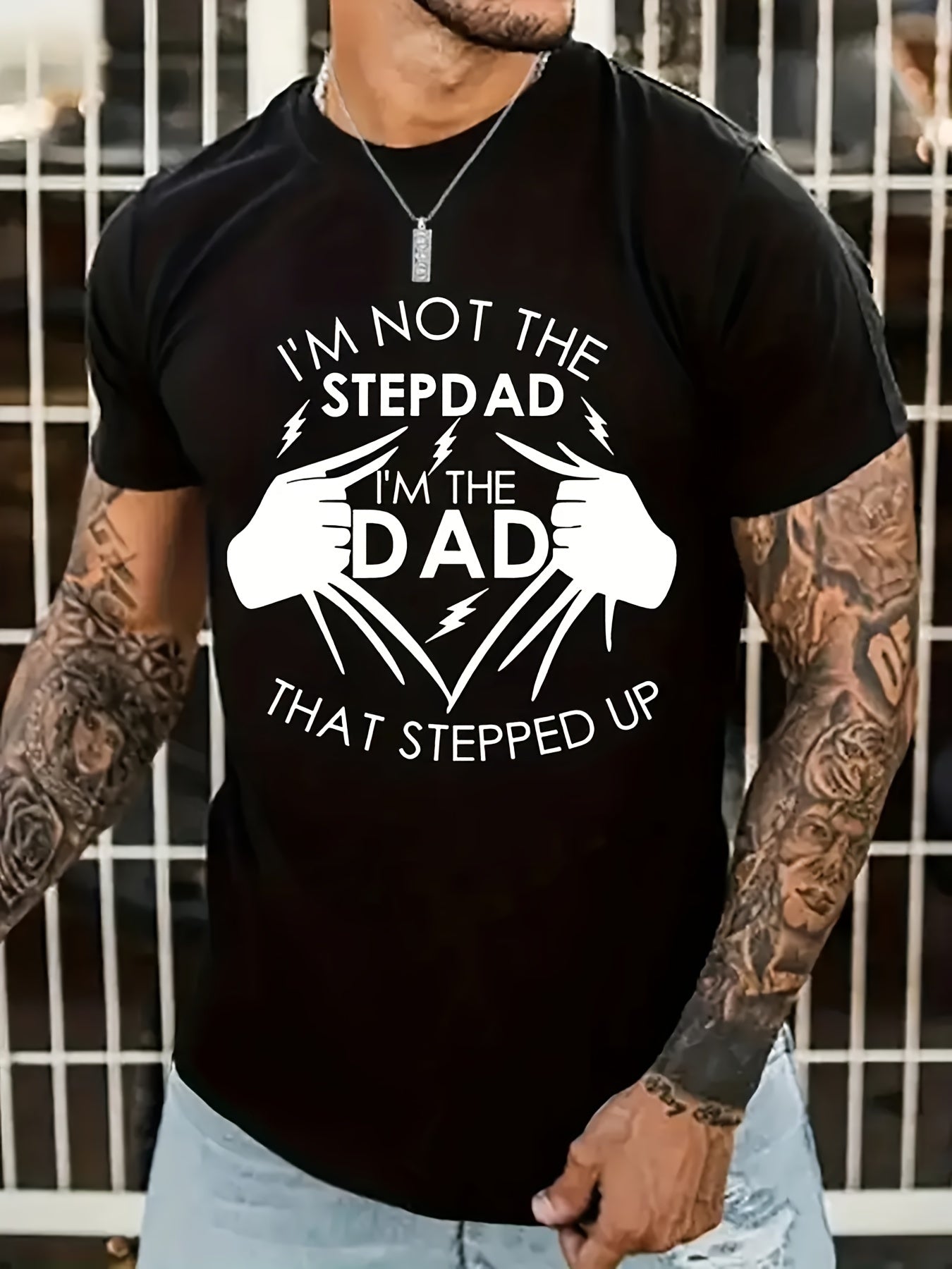 Stand Up Dad” Stepfather T-Shirt – Men’s Casual Short Sleeve Tee, Perfect Gift for Him