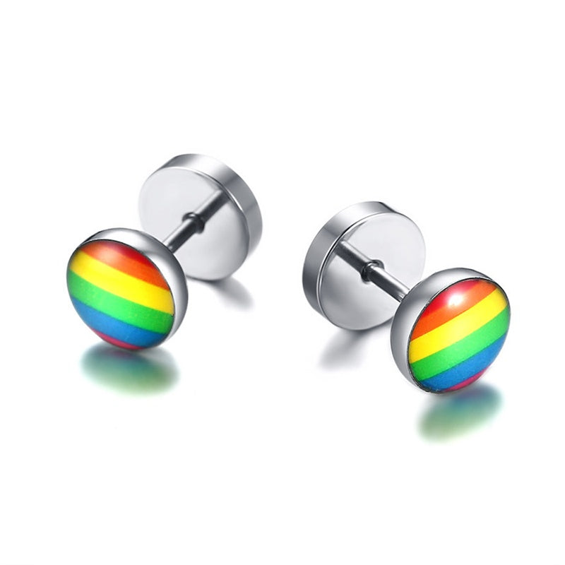 Round dumbbell rainbow Earrings