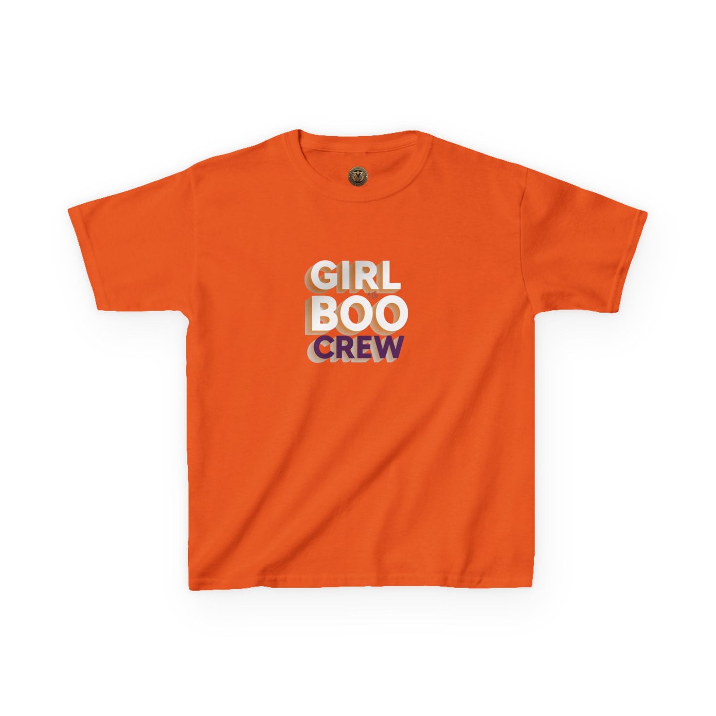 Girls Halloween Boo Crew Tee, Fun T-Shirt, Youth Spooky Shirt.