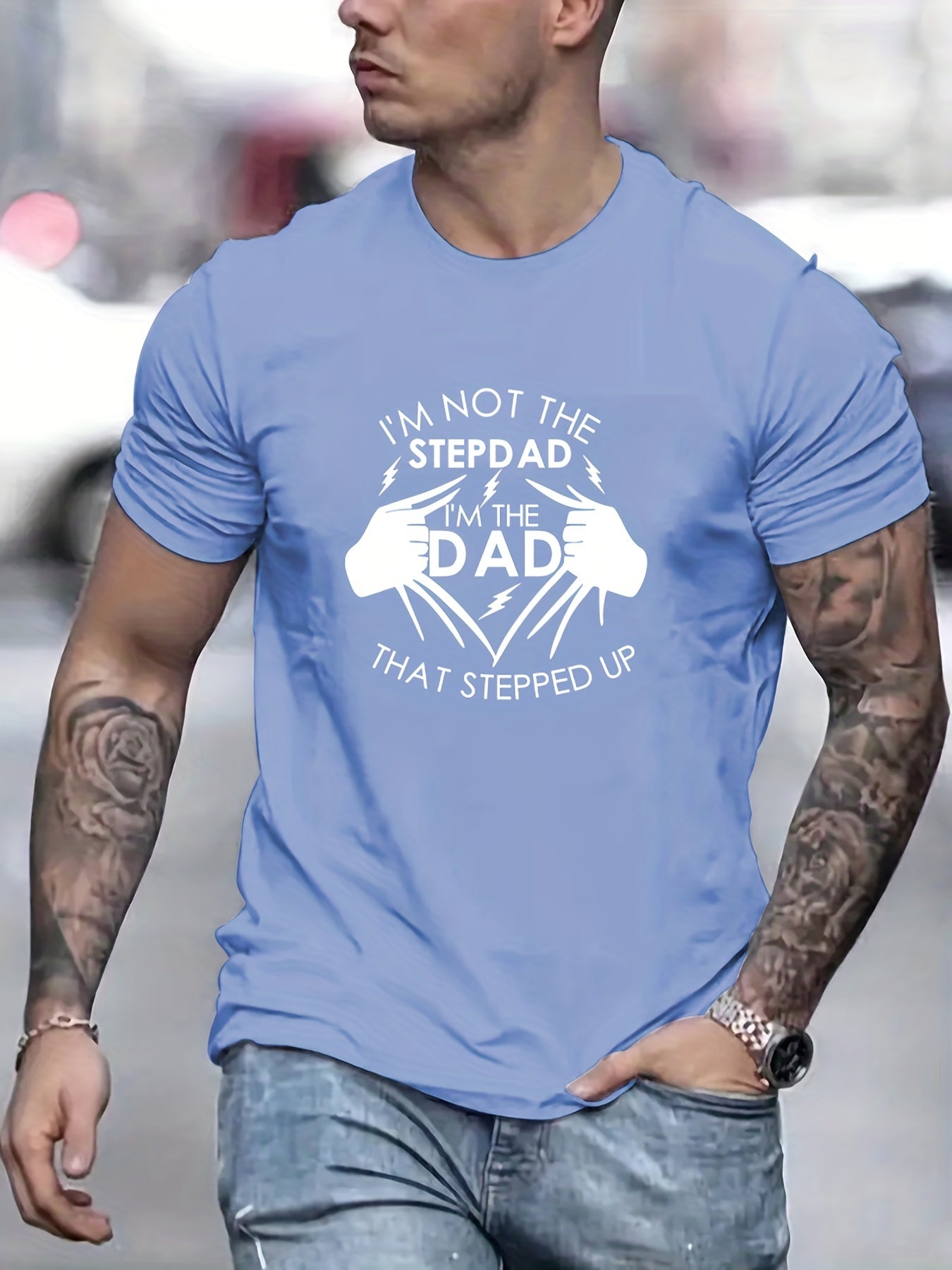 Stand Up Dad” Stepfather T-Shirt – Men’s Casual Short Sleeve Tee, Perfect Gift for Him