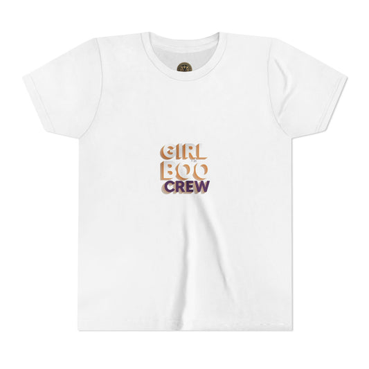 Girls Halloween Boo Crew Short Sleeve Tee Shirt, Costume.