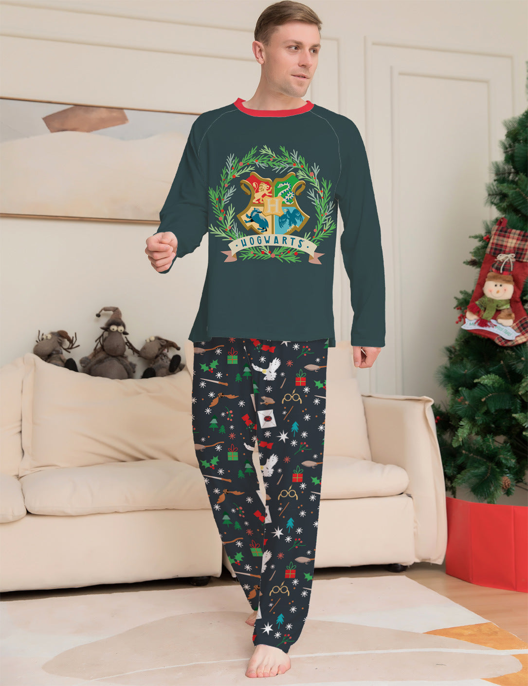 Matching Family Graphic Print Crew Neck Homewear Pj's