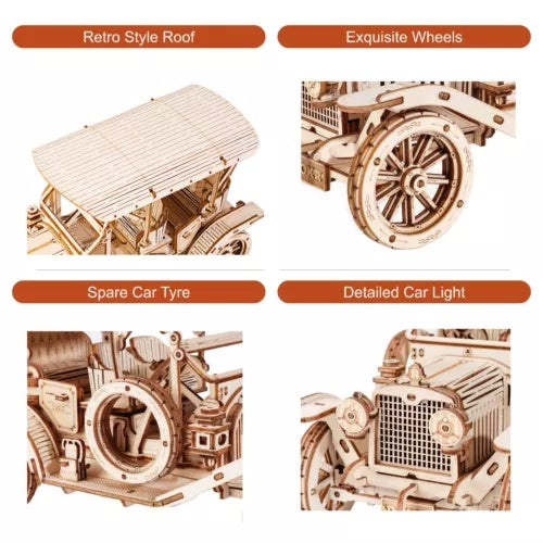 ROKR 3D Wooden Puzzle Vintage Car – DIY Model Building Kit for Teens & Adults