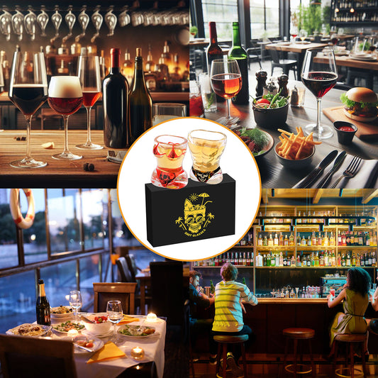 2 Pieces Skull-Style Small Shot Glasses – Black Muscle & Red Bikini Designs 🍷💀