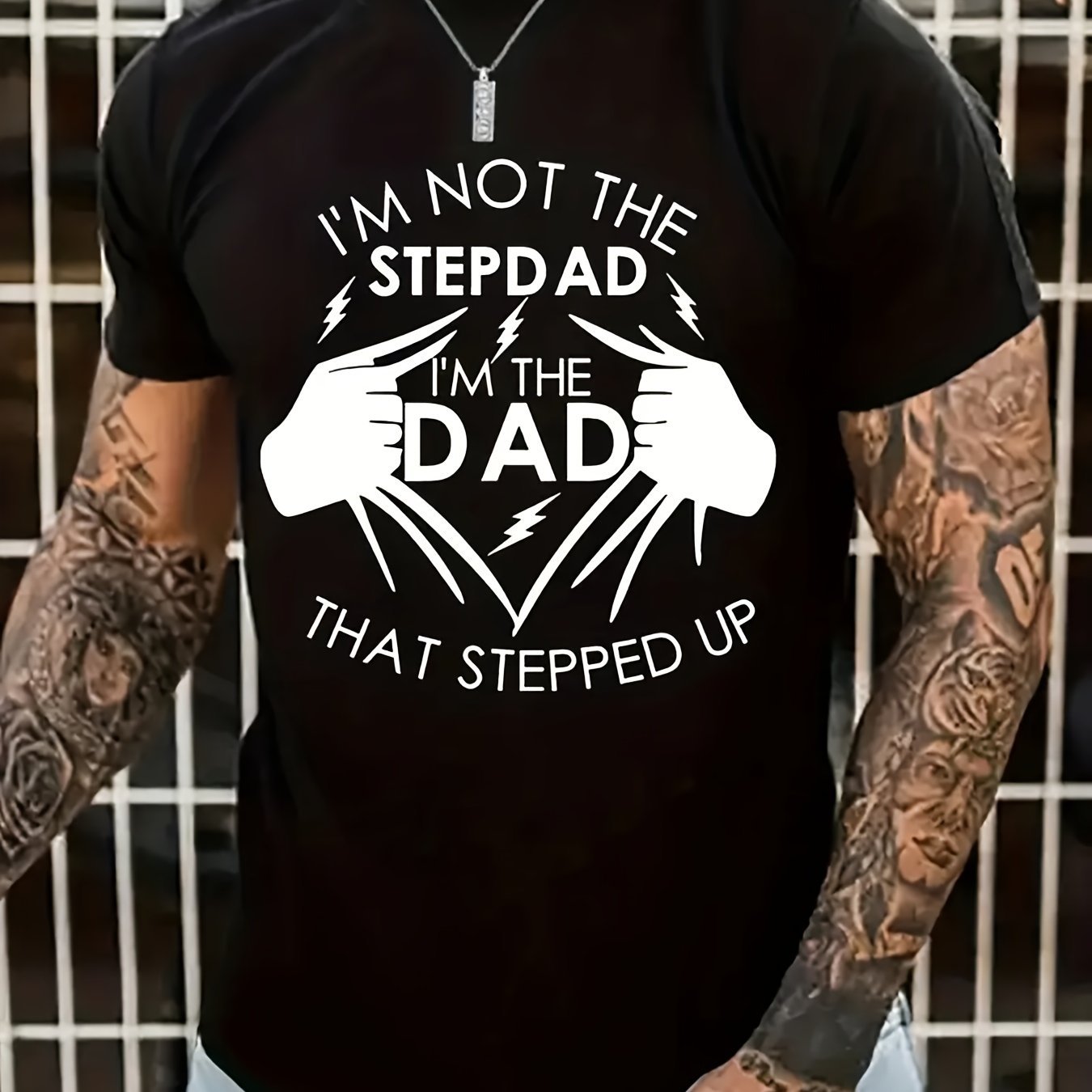 Stand Up Dad” Stepfather T-Shirt – Men’s Casual Short Sleeve Tee, Perfect Gift for Him