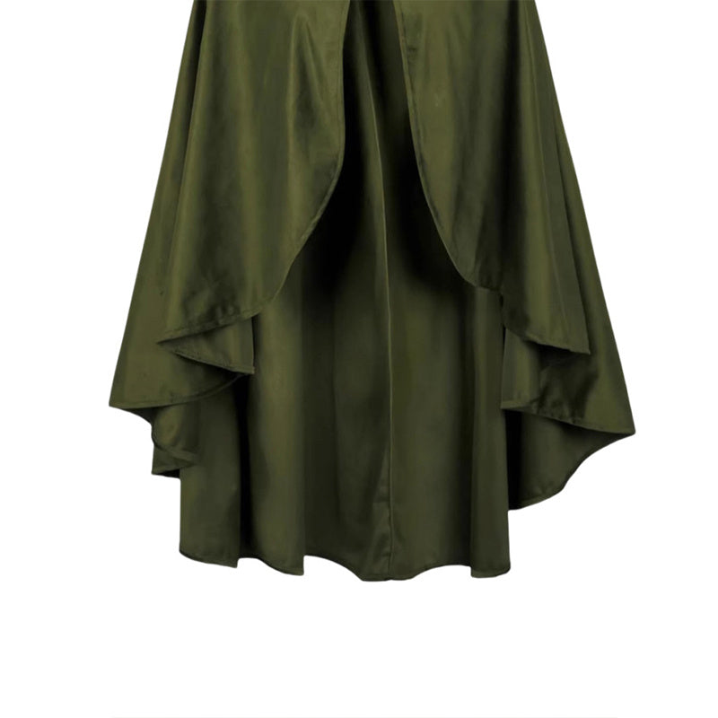 Women's Solid Color Vintage Style Hooded Cloak Cape With Buttons - Medieval Renaissance Costume Cape
