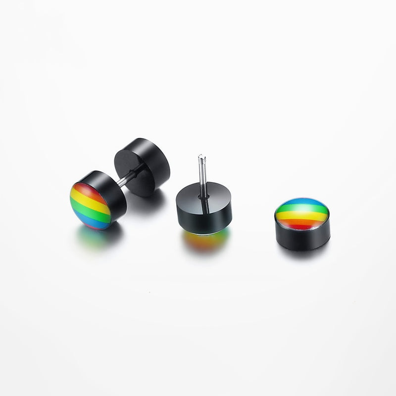 Round dumbbell rainbow Earrings