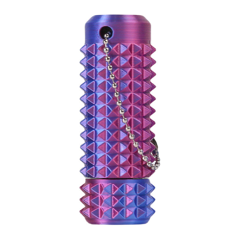 Stress Relief Fidget Keychain 28g --Thick Spike Blue-Green Grip, Rotatable Bearing For Focus & Palm Massage,