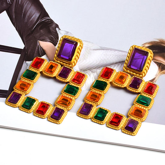Atmospheric color geometric earrings
