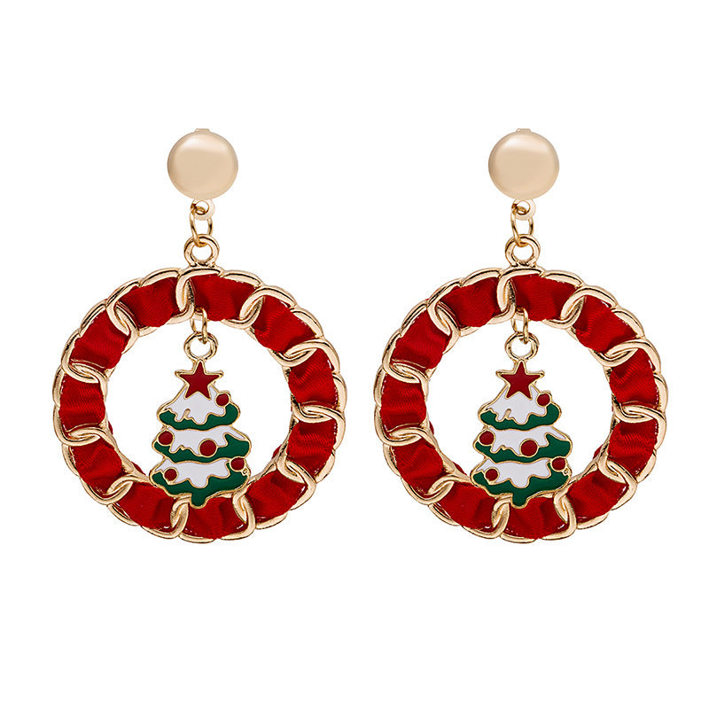 Metal Drip Ring Bells Christmas Tree Earrings Cross-border Christmas Earrings
