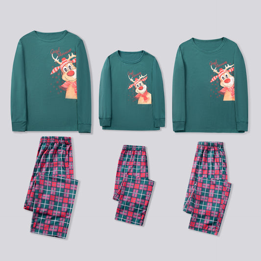 Family Matching Christmas Pajamas, Festive Printed Long-Sleeve