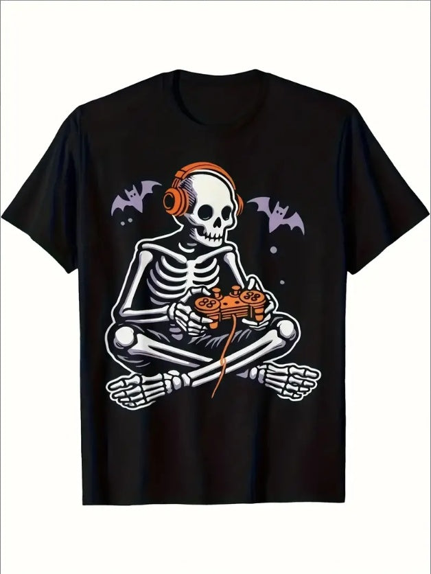 Becoming A Skeleton Gamer Video Game Halloween T-shirt
