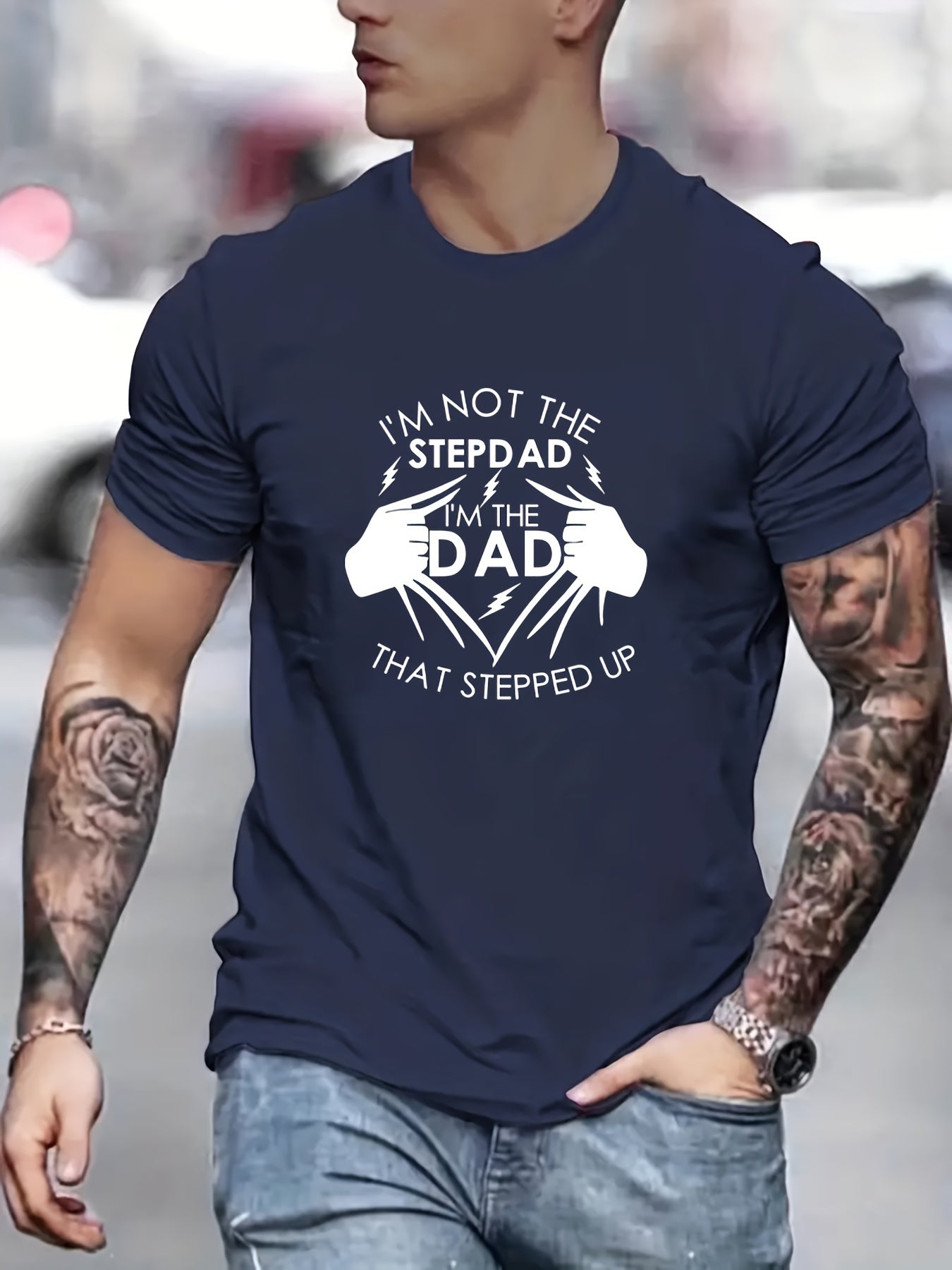Stand Up Dad” Stepfather T-Shirt – Men’s Casual Short Sleeve Tee, Perfect Gift for Him