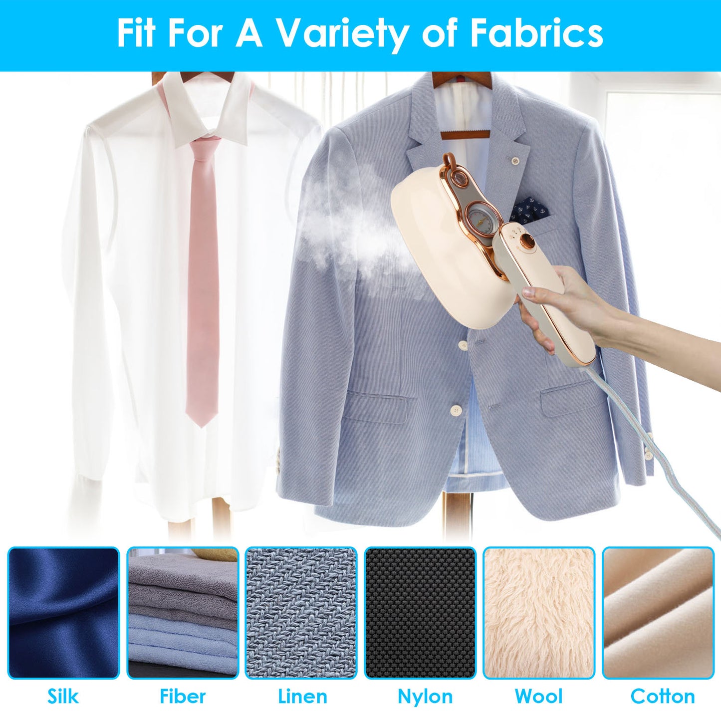 1200W Foldable Handheld Clothes Steamer & Iron – Portable Wrinkle Remover with Wet & Dry Modes