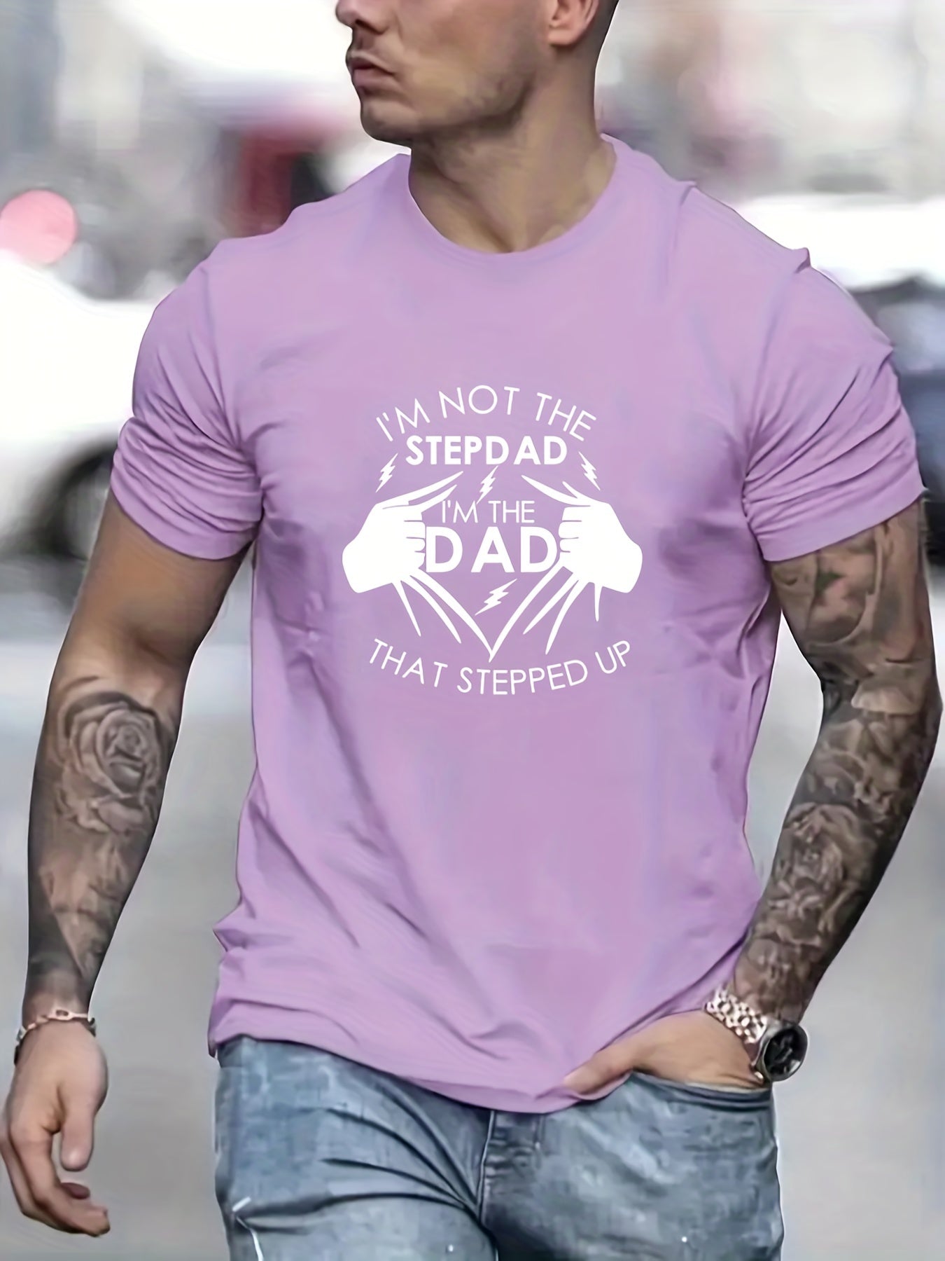 Stand Up Dad” Stepfather T-Shirt – Men’s Casual Short Sleeve Tee, Perfect Gift for Him
