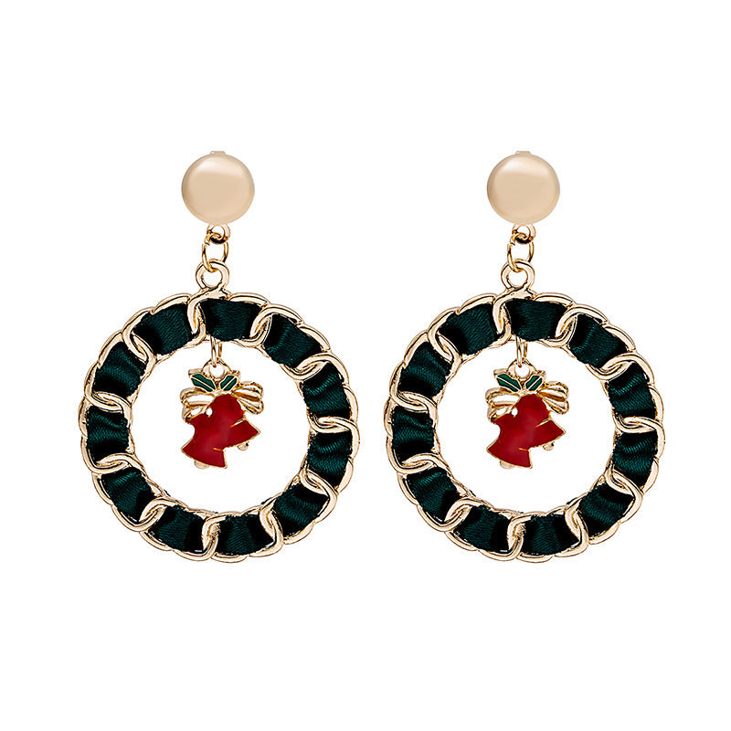 Metal Drip Ring Bells Christmas Tree Earrings Cross-border Christmas Earrings