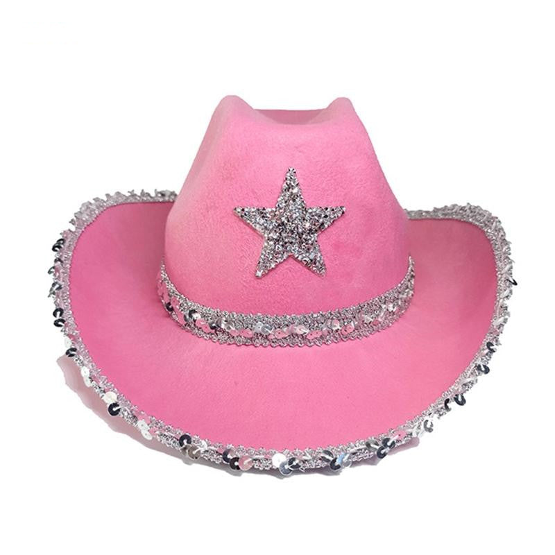 Party Black, White, Pink Sequined Cowboy Hat