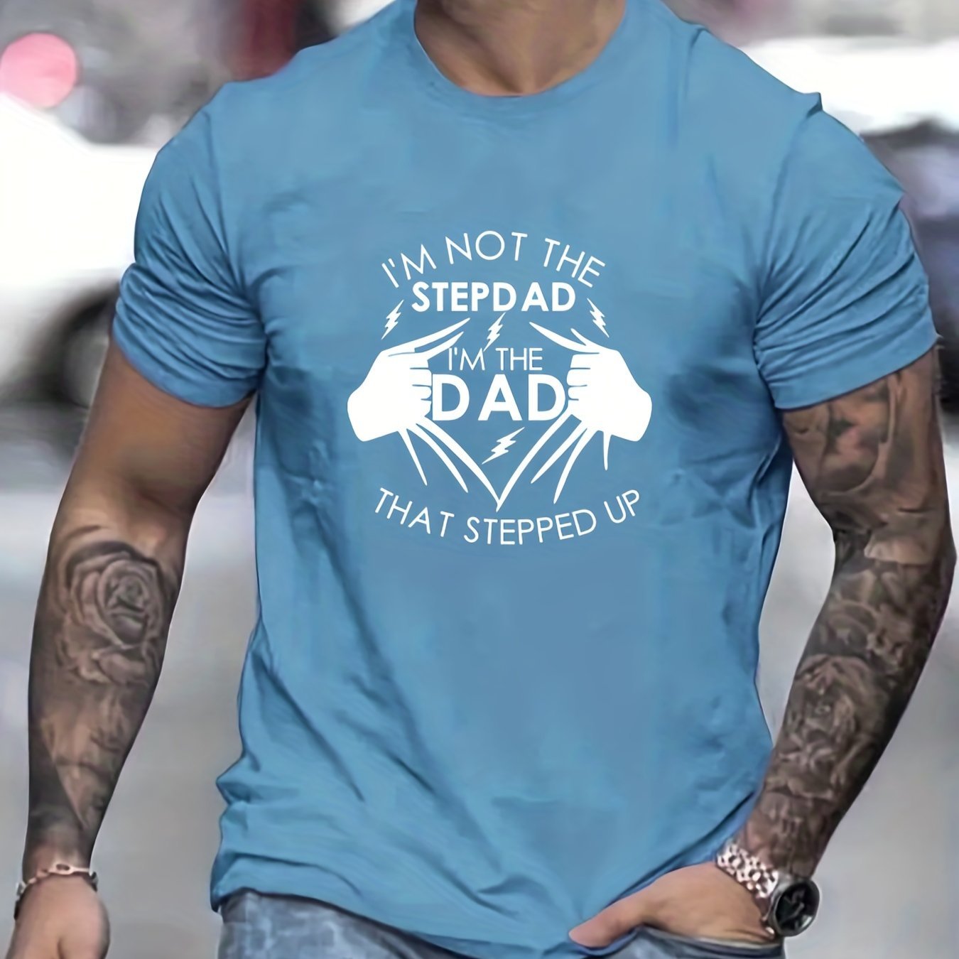 Stand Up Dad” Stepfather T-Shirt – Men’s Casual Short Sleeve Tee, Perfect Gift for Him
