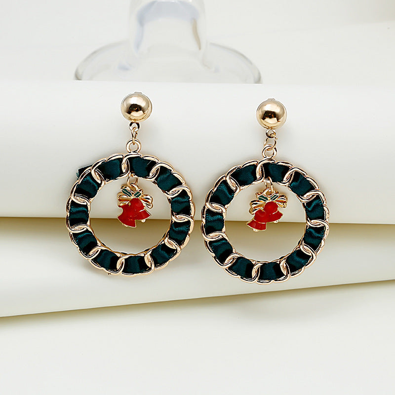 Metal Drip Ring Bells Christmas Tree Earrings Cross-border Christmas Earrings