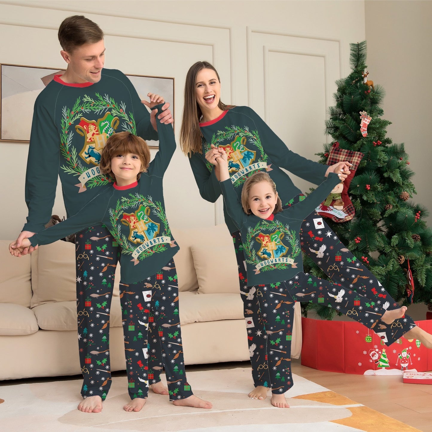 Matching Family Graphic Print Crew Neck Homewear Pj's